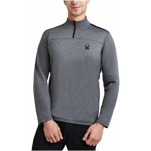 Spyder Mens Active Sweatshirt XL Gray 1/4 Zip Pullover Activewear Performance - Picture 1 of 10